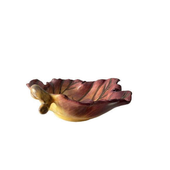 Elements (2) Ceramic Leaves Trinkey Trays Holder Spoon Rest Catch All Decor - Picture 4 of 11